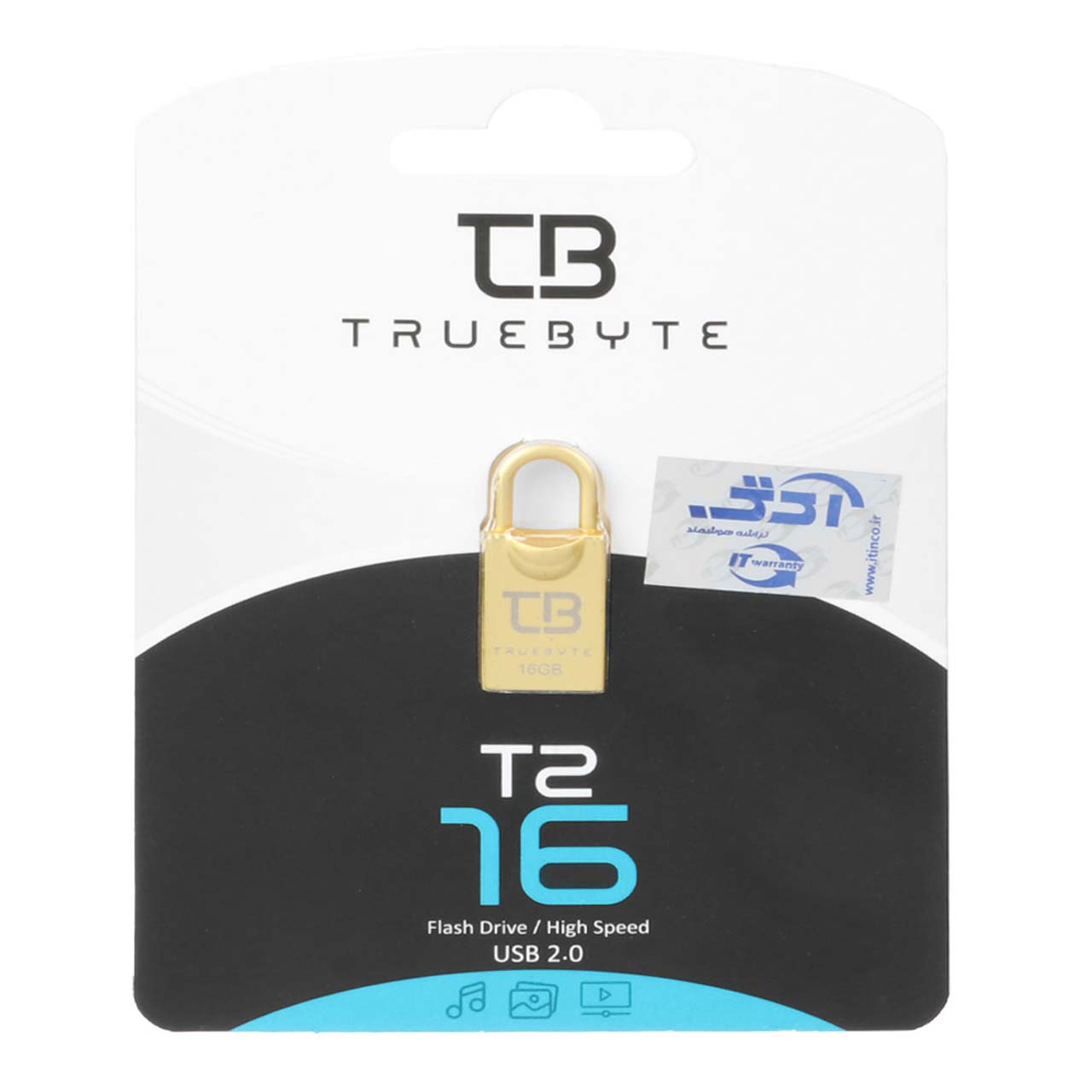 TRUEBYTE T2 USB2.0 Flash Memory-16GB طلایی (گارانتی مادام العمر شرکت آی تین)
